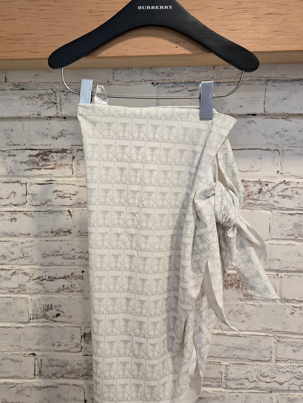 Burberry Cream Patterned Midi Wrap Skirt with Side Knot